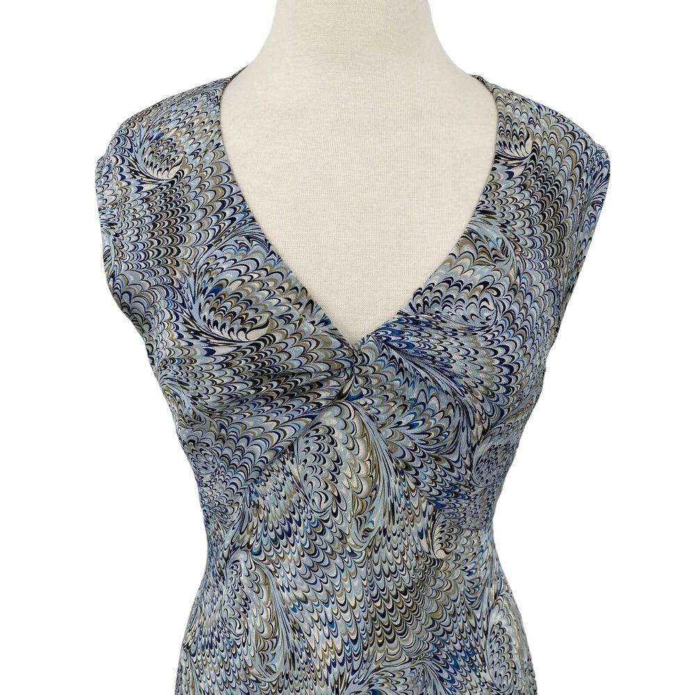 Vintage Blue and Cream Paisley Maxi Dress - Picture 2 of 8